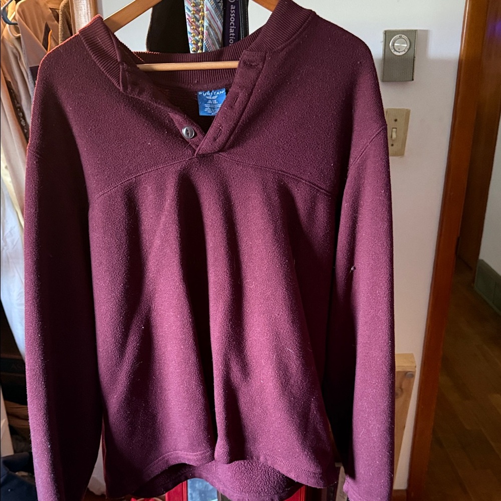 Men’s Deep Red Henley Sweater